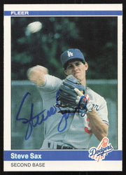 Steve Sax Autographed 1984 Fleer Card #112 Los Angeles Dodgers SKU #265152