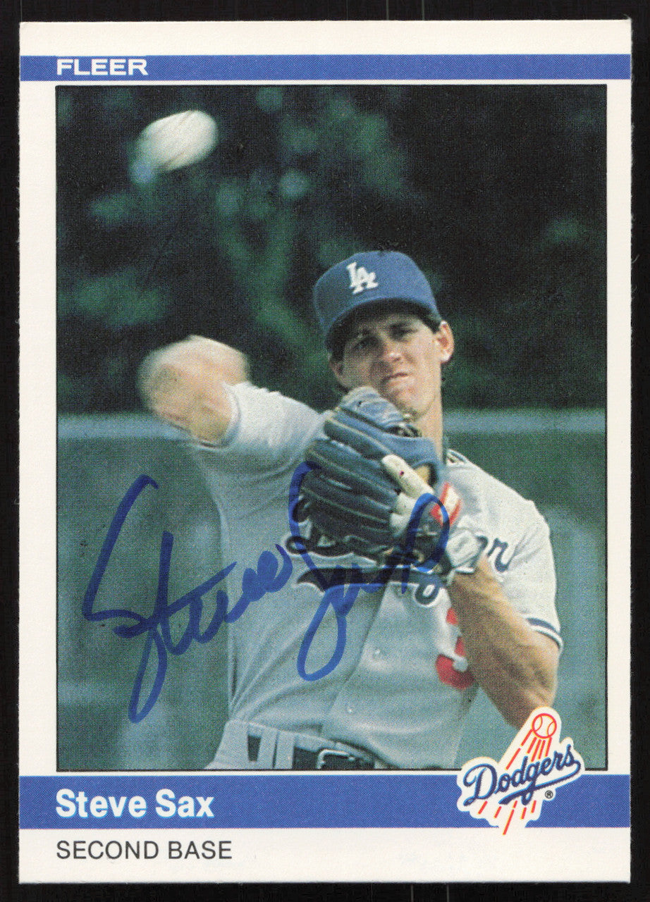 Steve Sax Autographed 1984 Fleer Card #112 Los Angeles Dodgers SKU #265152