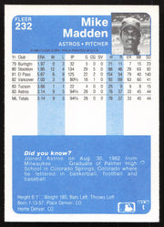 Mike Madden Autographed 1984 Fleer Card #232 Houston Astros SKU #265160