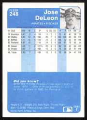 Jose DeLeon Autographed 1984 Fleer Card #248 Pittsburgh Pirates SKU #265163
