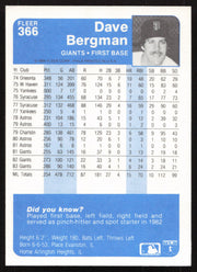 Dave Bergman Autographed 1984 Fleer Card #366 San Francisco Giants SKU #265168