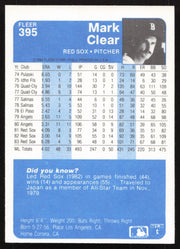 Mark Clear Autographed 1984 Fleer Card #395 Boston Red Sox SKU #265170