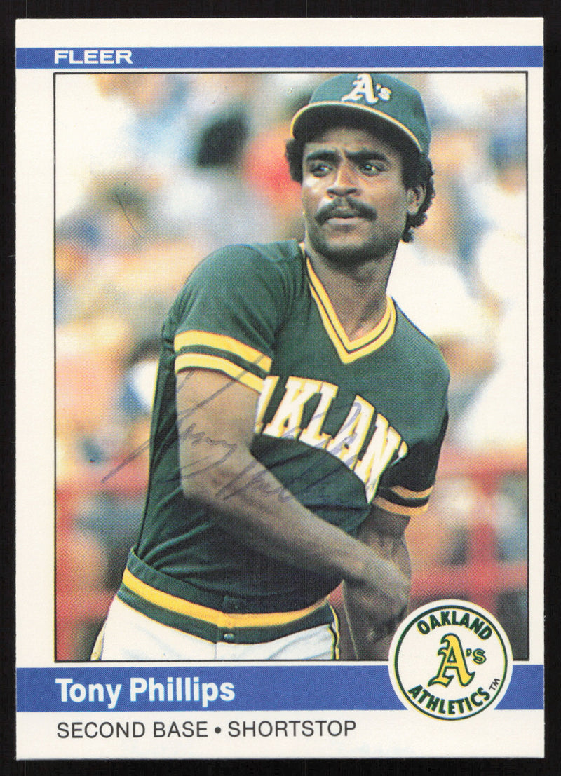 Tony Phillips Autographed 1984 Fleer Card #459 Oakland A's SKU #265173