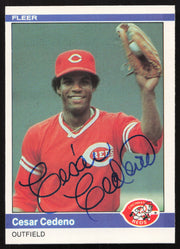 Cesar Cedeno Autographed 1984 Fleer Card #465 Cincinnati Reds SKU #265175