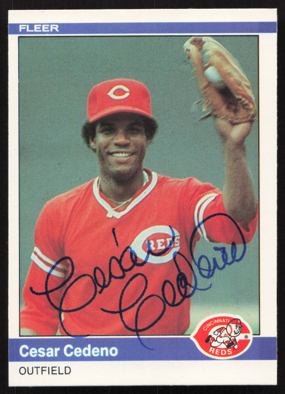 Cesar Cedeno Autographed 1984 Fleer Card #465 Cincinnati Reds SKU #265175