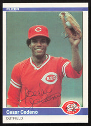 Cesar Cedeno Autographed 1984 Fleer Card #465 Cincinnati Reds SKU #265176