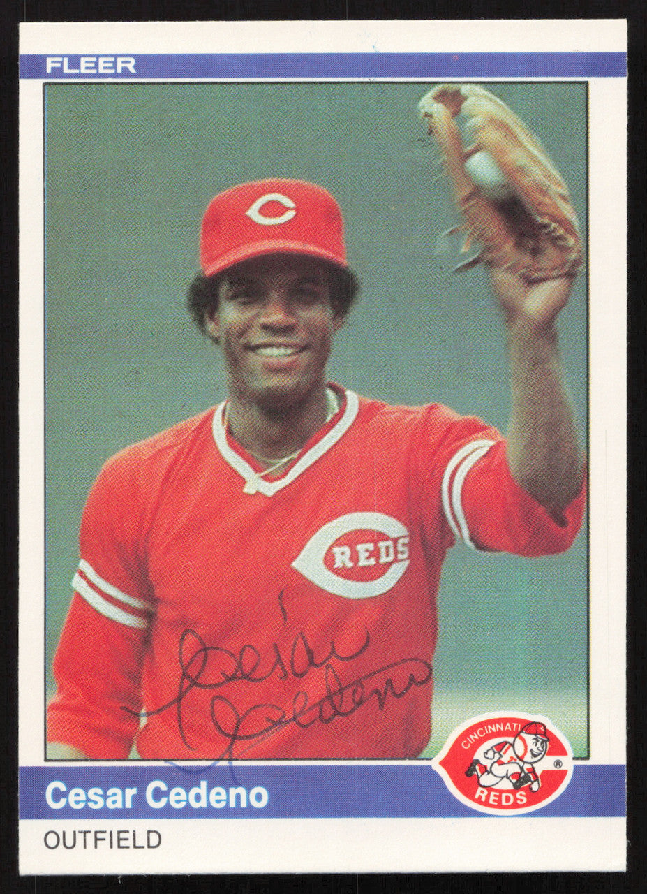 Cesar Cedeno Autographed 1984 Fleer Card #465 Cincinnati Reds SKU #265176