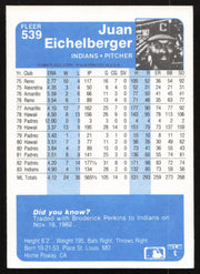 Juan Eichelberger Autographed 1984 Fleer Card #539 Cleveland Indians SKU #265181