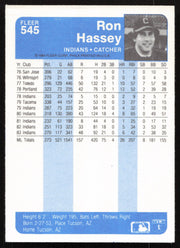 Ron Hassey Autographed 1984 Fleer Card #545 Cleveland Indians SKU #265183
