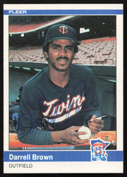 Darrell Brown Autographed 1984 Fleer Card #556 Minnesota Twins SKU #265186