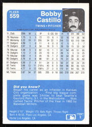 Bobby Castillo Autographed 1984 Fleer Card #559 Minnesota Twins SKU #265187
