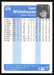 Len Whitehouse Autographed 1984 Fleer Rookie Card #578 Minnesota Twins SKU #265191
