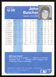 John Butcher Autographed 1984 Fleer Update Card #U-20 Minnesota Twins SKU #265195