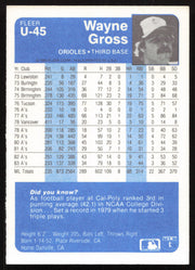 Wayne Gross Autographed 1984 Fleer Update Card #U-45 Baltimore Orioles SKU #265199
