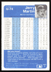 Jerry Martin Autographed 1984 Fleer Update Card #U-74 New York Mets SKU #265200