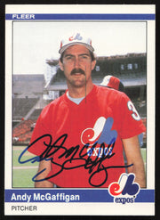 Andy McGaffigan Autographed 1984 Fleer Update Card #U-78 Montreal Expos SKU #265201