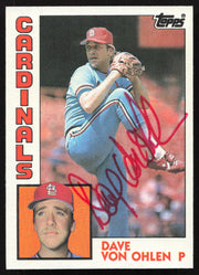 Dave Von Ohlen Autographed 1984 Topps Card #489 St. Louis Cardinals SKU #265219