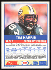 Tim Harris Autographed 1989 Score Card #58 Green Bay Packers SKU #265256