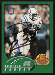 Dominic Rhodes Autographed 2002 Topps Card #304 Indianapolis Colts SKU #265258