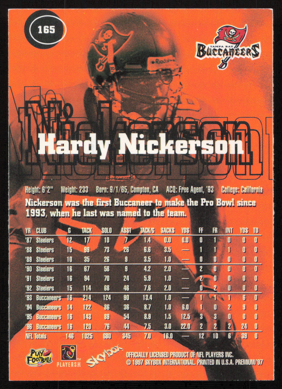 Hardy Nickerson Autographed 1997 Skybox Card #165 Tampa Bay Buccaneers SKU #265260