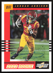 Jordan Addison Autographed 2023 Panini Score Card #7 Minnesota Vikings SKU #265273
