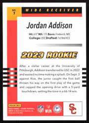 Jordan Addison Autographed 2023 Panini Score Card #7 Minnesota Vikings SKU #265273