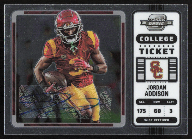 Jordan Addison Autographed 2023 Panini Contenders Optic Card #7 Minnesota Vikings SKU #265274