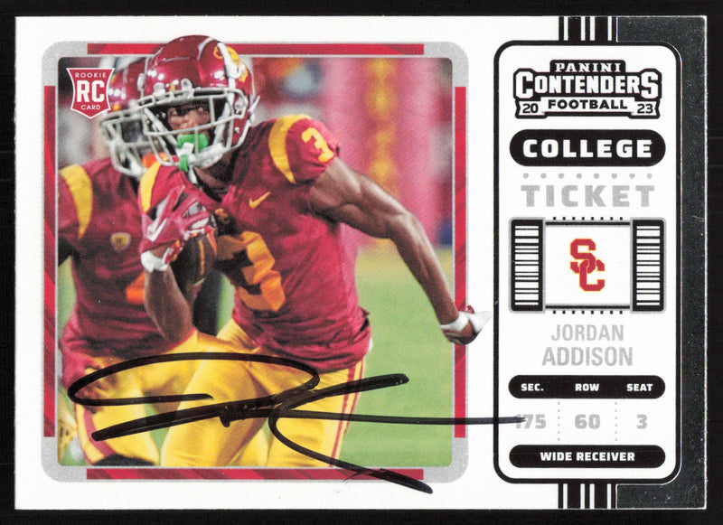 Jordan Addison Autographed 2023 Panini Contenders Card #14 Minnesota Vikings SKU #265275