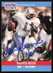 Warren Moon Autographed 1990 Pro Set Card #517 Houston Oilers SKU #265281
