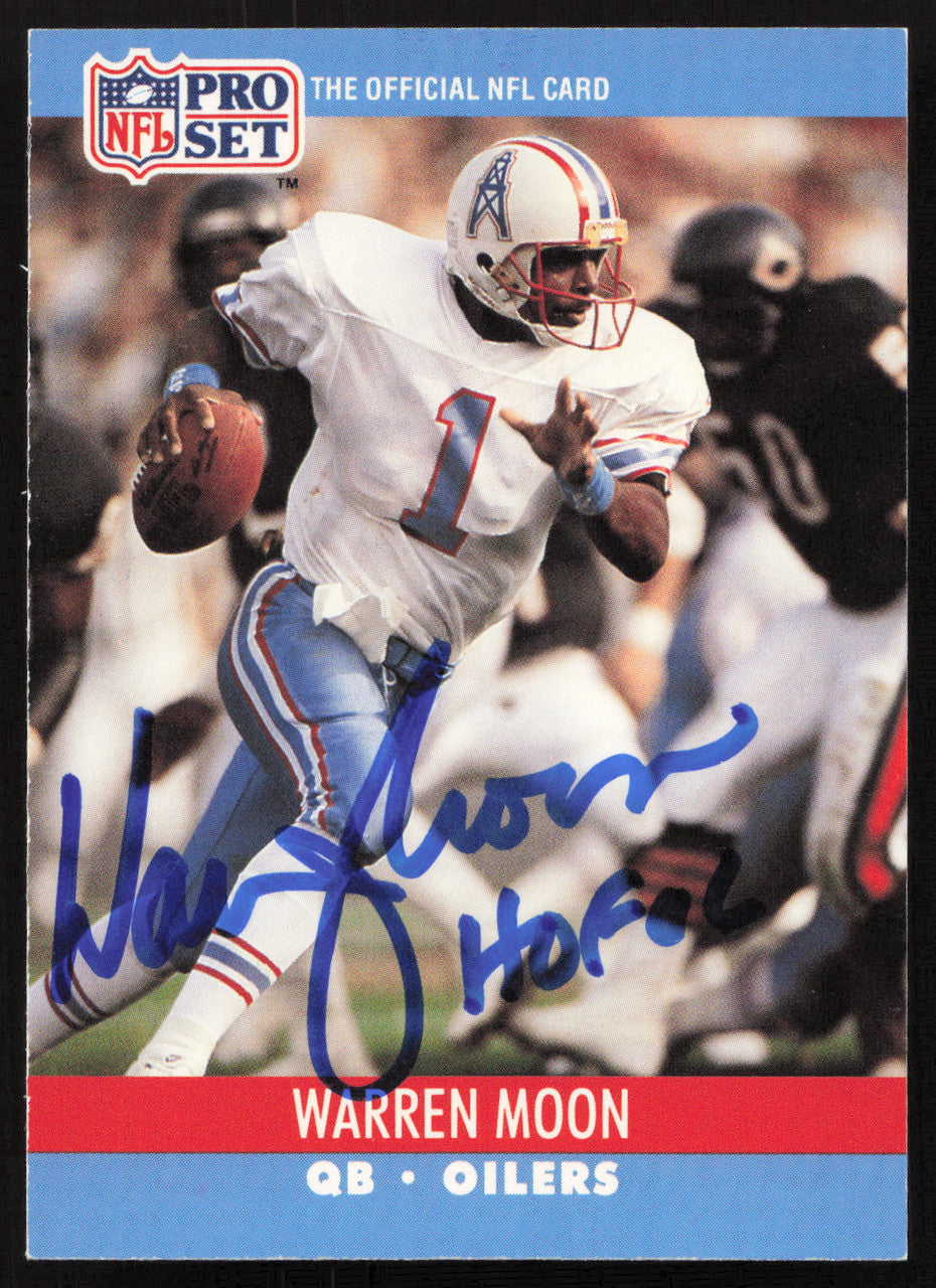 Warren Moon Autographed 1990 Pro Set Card #517 Houston Oilers SKU #265281