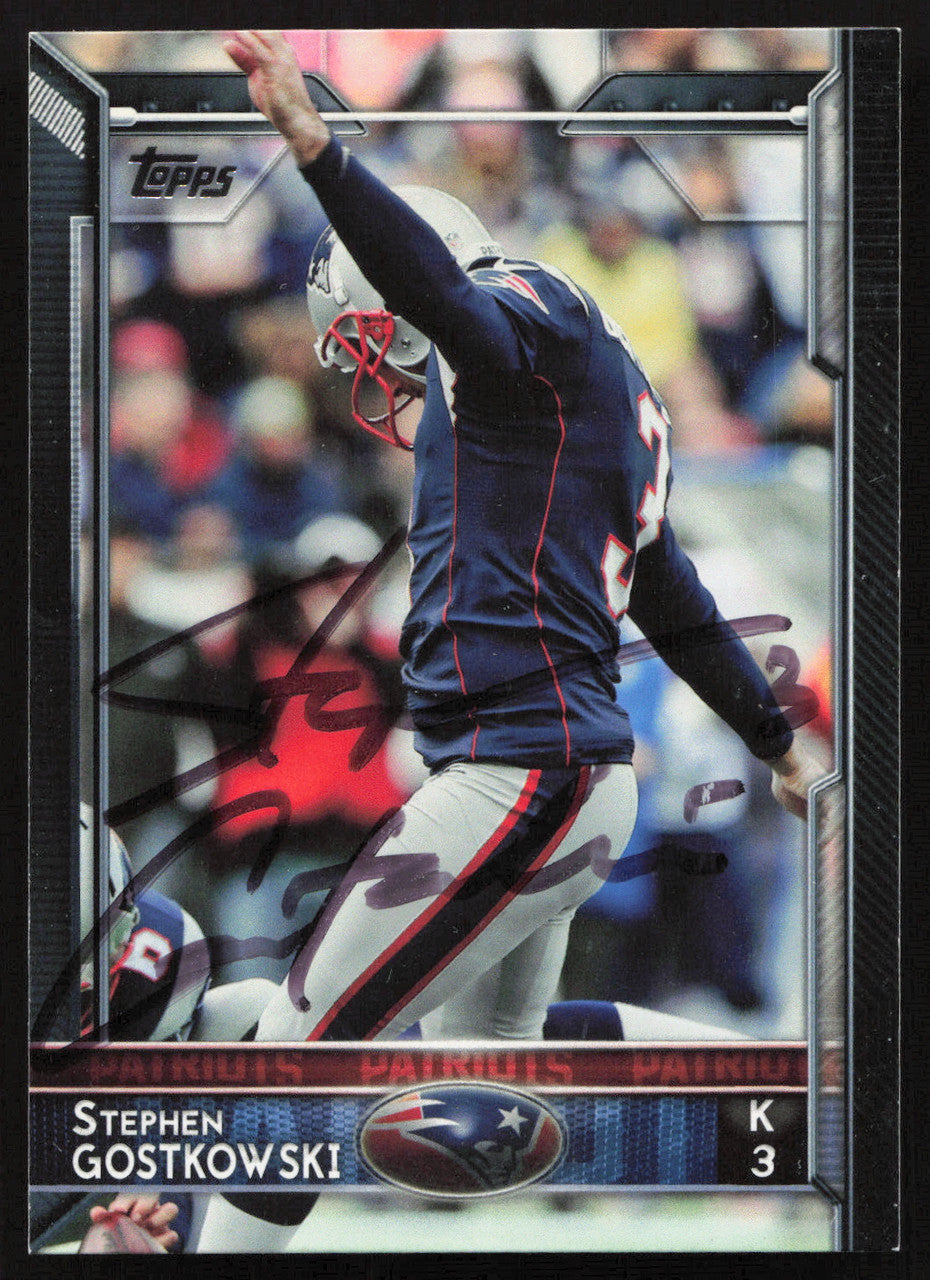 Stephen Gostkowski Autographed 2015 Topps Card #164 New England Patriots SKU #265286