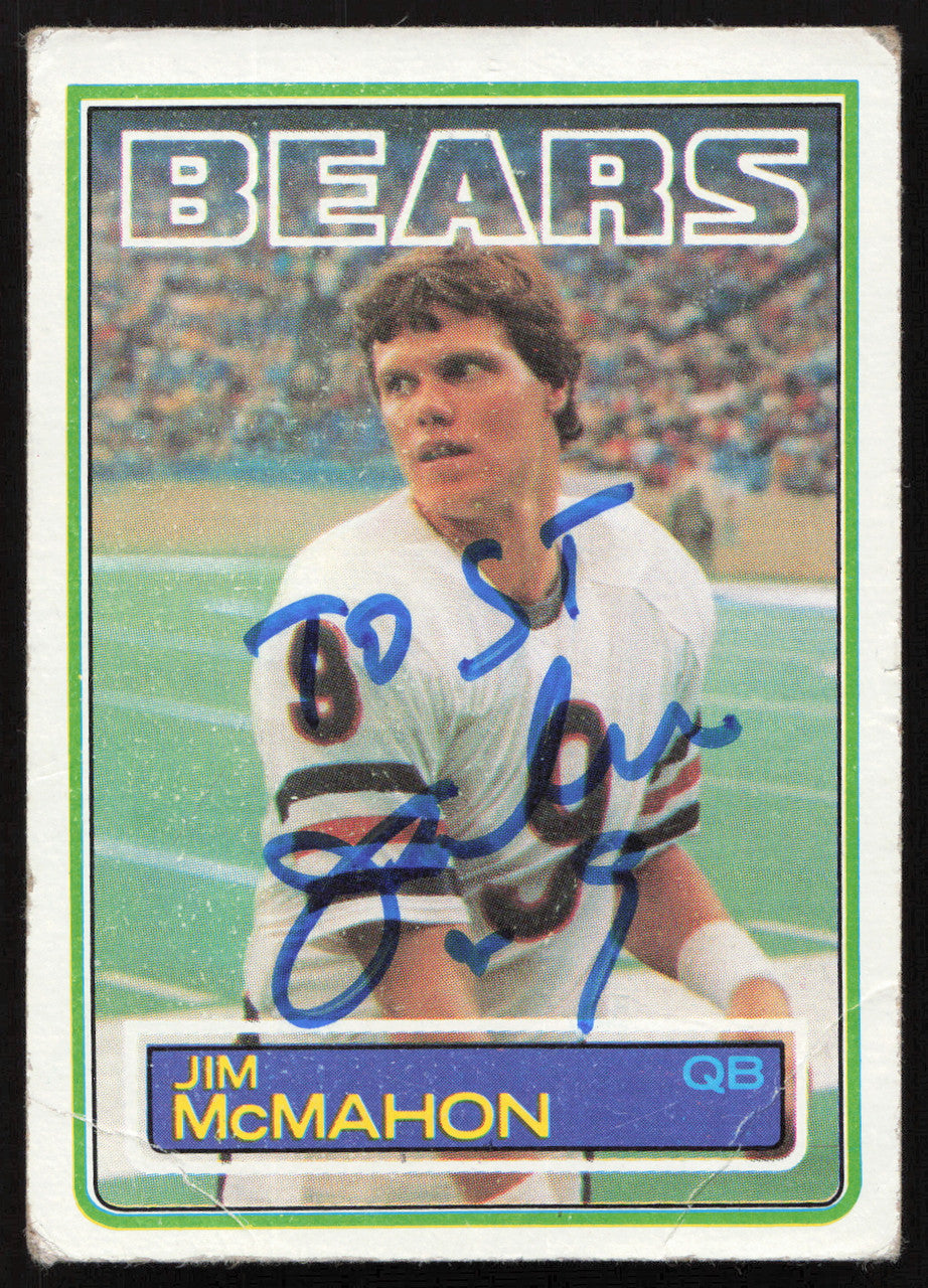 Jim McMahon Autographed 1983 Topps Rookie Card #33 Chicago Bears (Damaged) SKU #265294