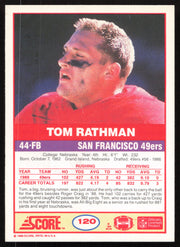 Tom Rathman Autographed 1989 Score Card #120 San Francisco 49ers SKU #265296