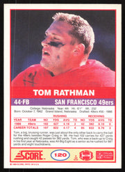 Tom Rathman Autographed 1989 Score Card #120 San Francisco 49ers SKU #265297