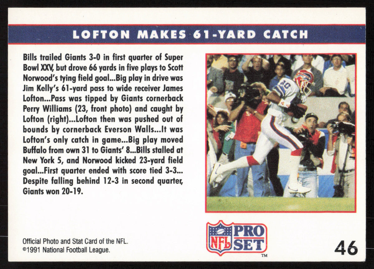 James Lofton Autographed 1991 Pro Set Card #46 Buffalo Bills SKU #265301