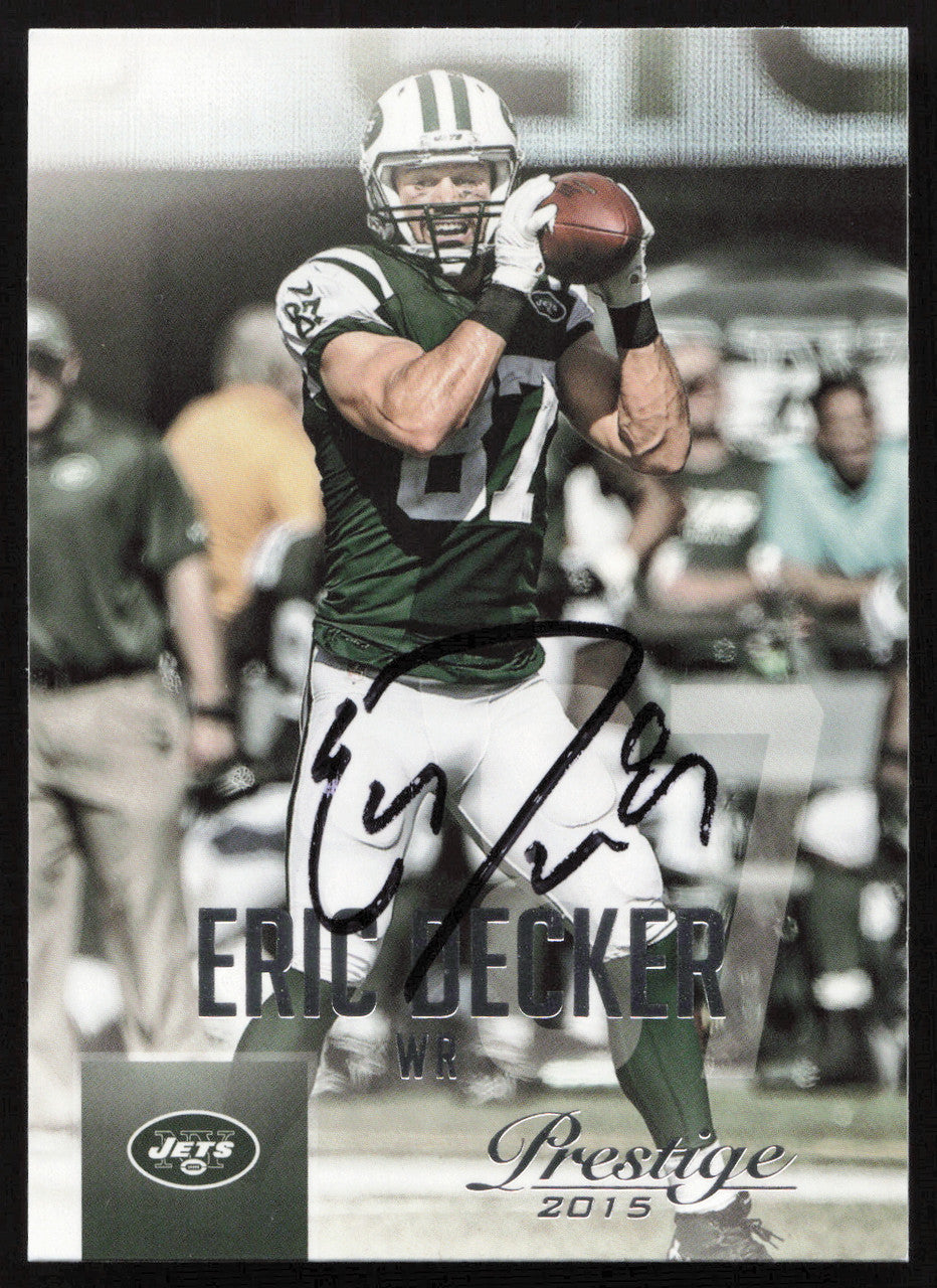 Erik Decker Autographed 2015 Panini Prestige Card #28 New York Jets SKU #265302