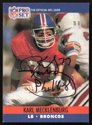 Karl Mecklenburg Autographed 1990 Pro Set Card #489 Denver Broncos SKU #265305