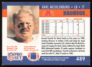 Karl Mecklenburg Autographed 1990 Pro Set Card #489 Denver Broncos SKU #265307