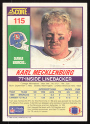 Karl Mecklenburg Autographed 1990 Score Card #115 Denver Broncos SKU #265309