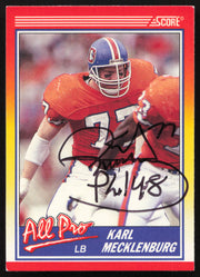 Karl Mecklenburg Autographed 1990 Score Card #569 Denver Broncos SKU #265311