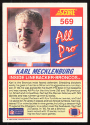Karl Mecklenburg Autographed 1990 Score Card #569 Denver Broncos SKU #265311