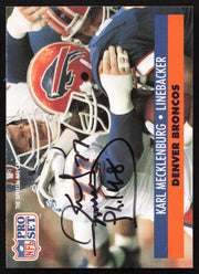 Karl Mecklenburg Autographed 1991 Score Card #142 Denver Broncos SKU #265312