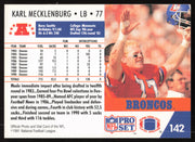 Karl Mecklenburg Autographed 1991 Score Card #142 Denver Broncos SKU #265312
