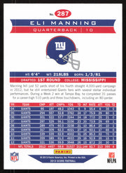 Eli Manning Autographed 2013 Score Card #287 New York Giants SKU #265324