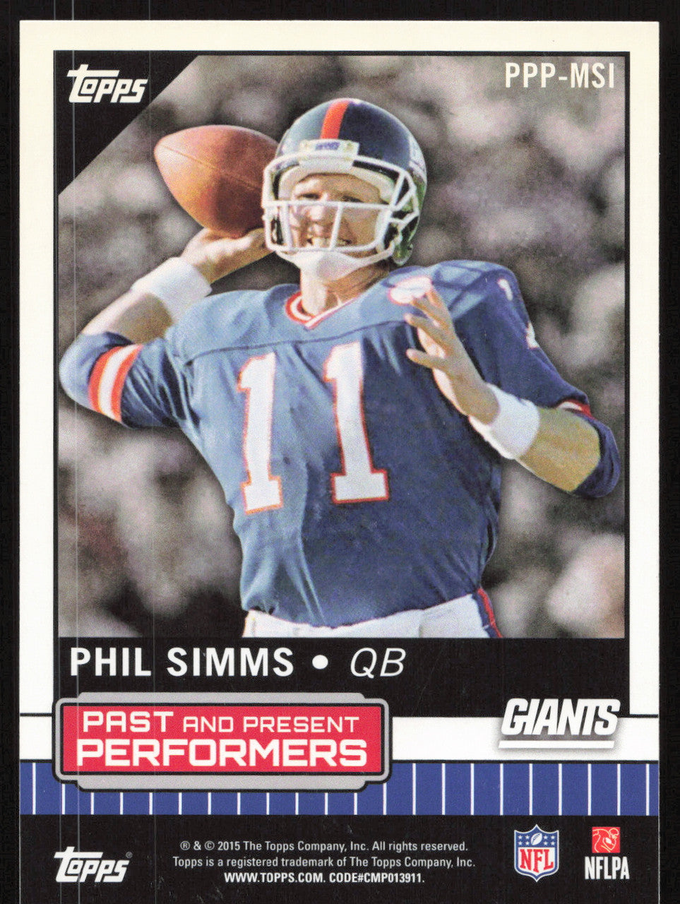 Eli Manning Autographed 2015 Topps Card #PPP-MSI New York Giants SKU #265326