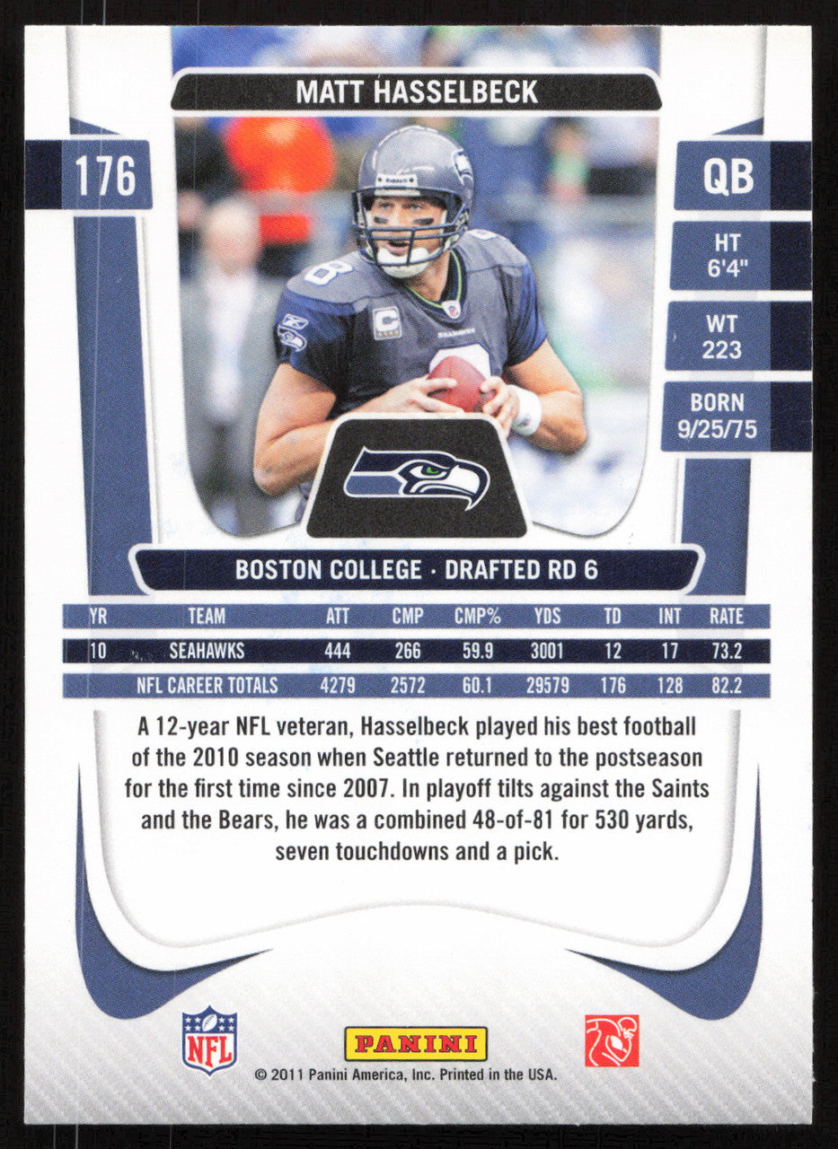 Matt Hasselbeck Autographed 2011 Panini Prestige Card #176 Seattle Seahawks SKU #265340