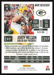 Jordy Nelson Autographed 2015 Score Card #14 Green Bay Packers SKU #265355