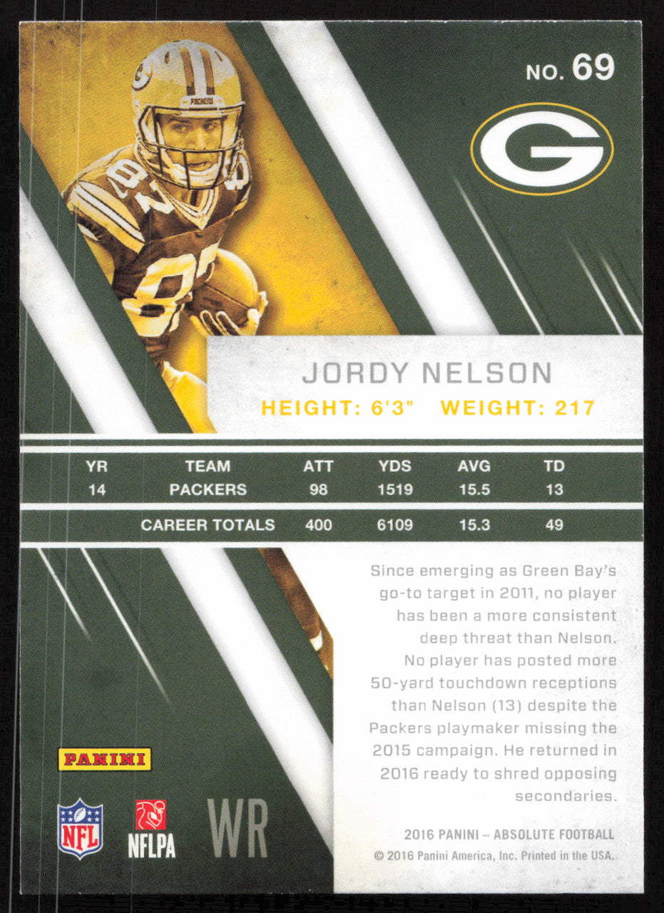 Jordy Nelson Autographed 2016 Panini Absolute Card #69 Green Bay Packers SKU #265360