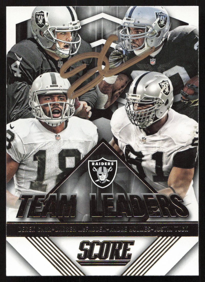 Derek Carr Autographed 2015 Score Card #28 Oakland Raiders SKU #265363