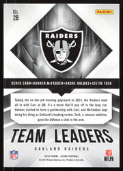 Derek Carr Autographed 2015 Score Card #28 Oakland Raiders SKU #265363